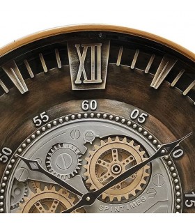 RELOJ DE PARED GRANDE METAL ORO VIEJO Y PLATA CON CRISTAL