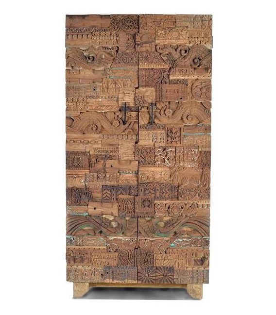 ARMARIO ALACENA MADERA MANGO RECICLADA TALLADA NATURAL