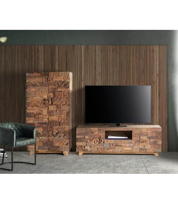 ARMARIO ALACENA MADERA MANGO RECICLADA TALLADA NATURAL