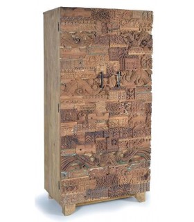 ARMARIO ALACENA MADERA MANGO RECICLADA TALLADA NATURAL