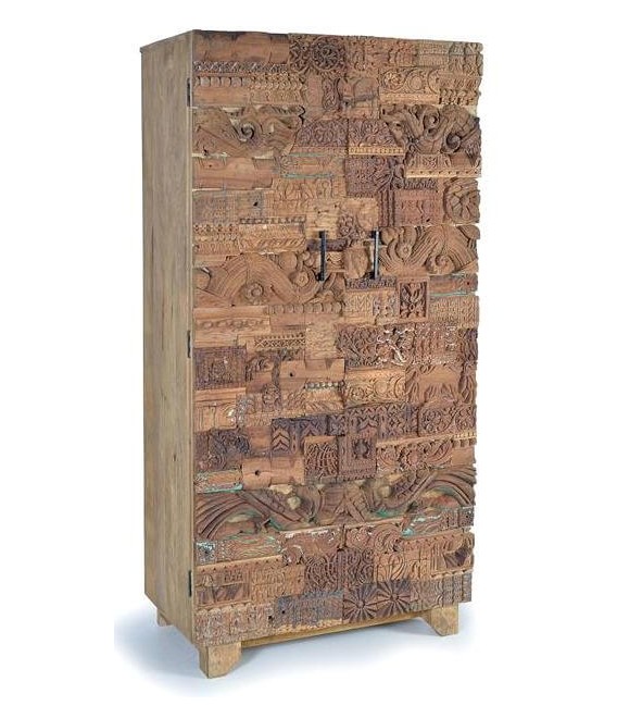 ARMARIO ALACENA MADERA MANGO RECICLADA TALLADA NATURAL