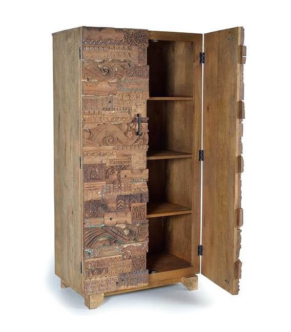 ARMARIO ALACENA MADERA MANGO RECICLADA TALLADA NATURAL