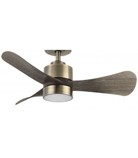 VENTILADOR SILENCIOSO LED INTEGRADO METAL ORO VIEJO ABS NOGAL