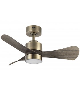 VENTILADOR SILENCIOSO LED INTEGRADO METAL ORO VIEJO ABS NOGAL