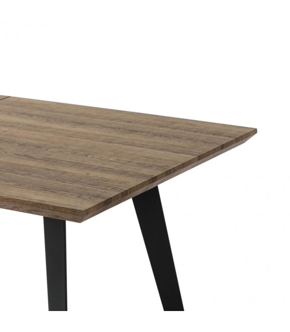 MESA DE COMEDOR EXTENSIBLE 140 MADERA NATURAL METAL NEGRO