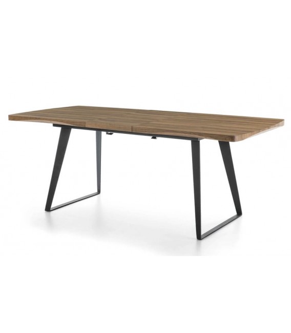 MESA DE COMEDOR EXTENSIBLE 140 MADERA NATURAL METAL NEGRO