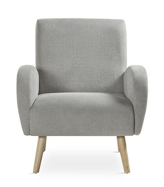 BUTACA ESTILO NORDICO TAPIZADA GRIS PATAS MADERA NATURAL