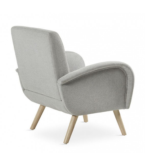 BUTACA ESTILO NORDICO TAPIZADA GRIS PATAS MADERA NATURAL