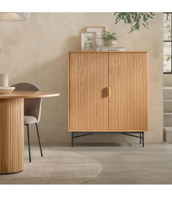 ARMARIO ALACENA BAJO 2 PUERTAS ROBLE Y METAL NEGRO