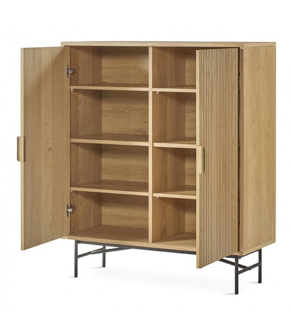 ARMARIO ALACENA BAJO 2 PUERTAS ROBLE Y METAL NEGRO