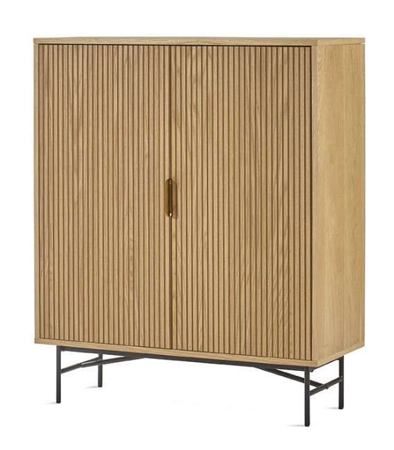 ARMARIO ALACENA BAJO 2 PUERTAS ROBLE Y METAL NEGRO