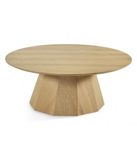MESA DE CENTRO REDONDA ESTILO MODERNO MADERA DE ROBLE NATURAL