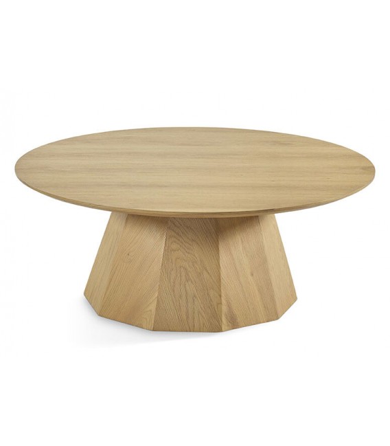 MESA DE CENTRO REDONDA ESTILO MODERNO MADERA DE ROBLE NATURAL