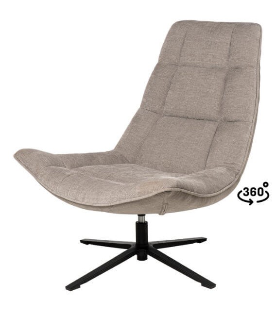 SILLON GIRTORIO TAPIZADO GRIS PIE EN METAL NEGRO