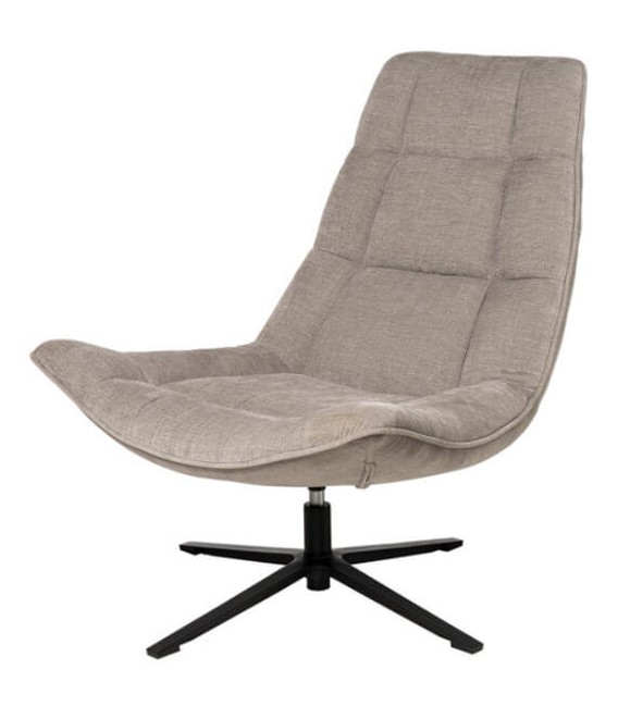 SILLON GIRTORIO TAPIZADO GRIS PIE EN METAL NEGRO
