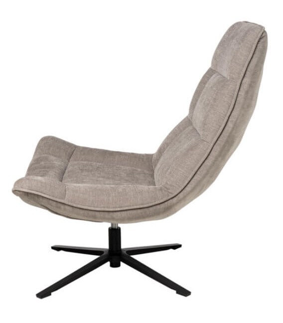 SILLON GIRTORIO TAPIZADO GRIS PIE EN METAL NEGRO