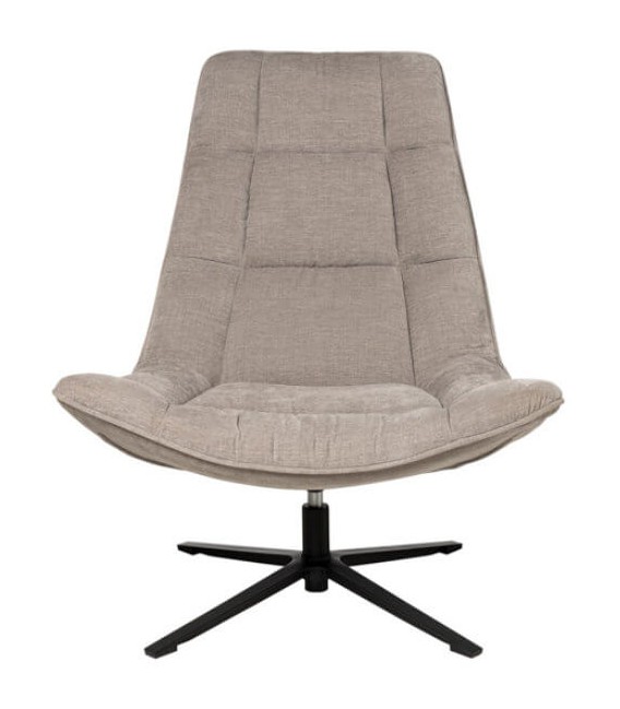 SILLON GIRTORIO TAPIZADO GRIS PIE EN METAL NEGRO