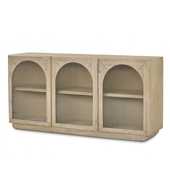 APARADOR 3 PUERTAS CRISTAL CORRUGADO Y MADERA NATURAL MDMHOGAR