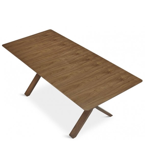 MESA DE COMEDOR RECTANGULAR EXTENSIBLE MADERA NOGAL MDMHOGAR