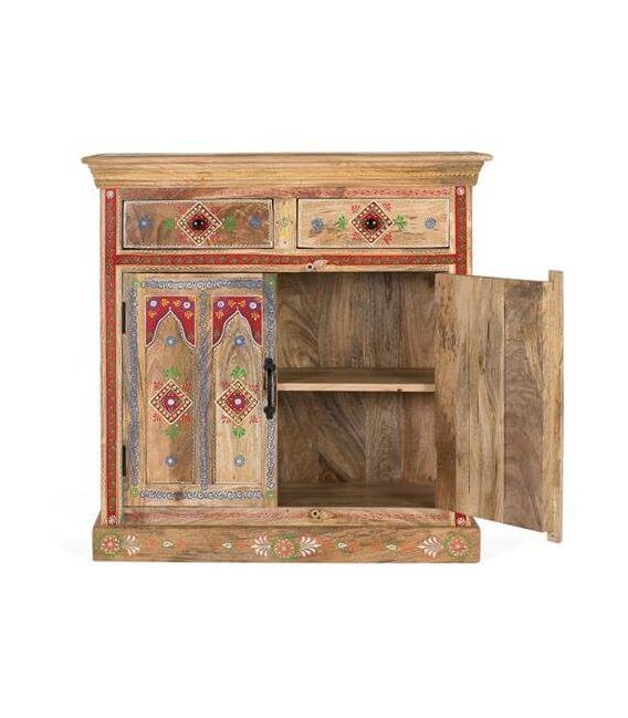 TAQUILLON MADERA  DE MANGO NATURAL DECORADA A MANO