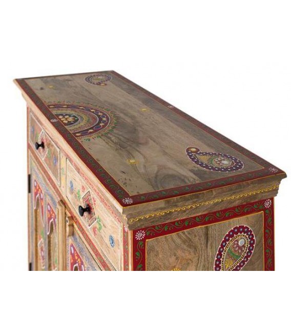 TAQUILLON MADERA  DE MANGO NATURAL DECORADA A MANO