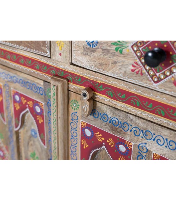 TAQUILLON MADERA  DE MANGO NATURAL DECORADA A MANO