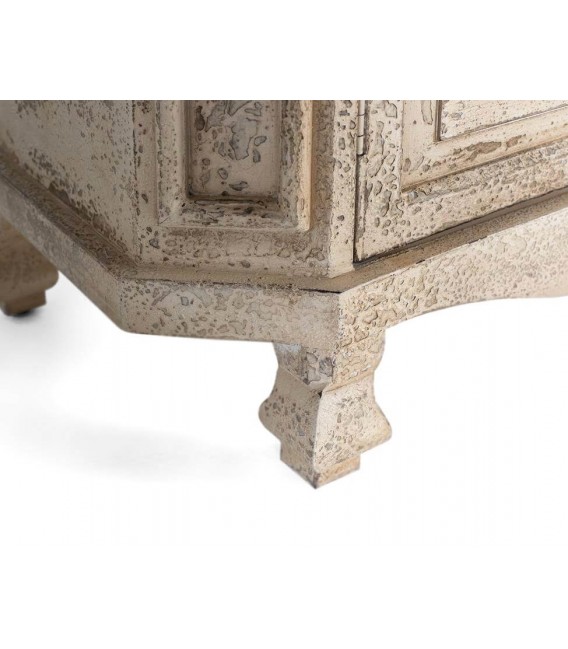 VITRINA ESTILO CLASICO MADERA DECAPADA EN COLOR CREMA