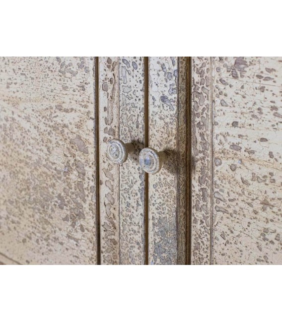 VITRINA ESTILO CLASICO MADERA DECAPADA EN COLOR CREMA