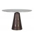 MESA DE COMEDOR REDONDA MARMOL Y ALUMINIO ACABADO BRONCE
