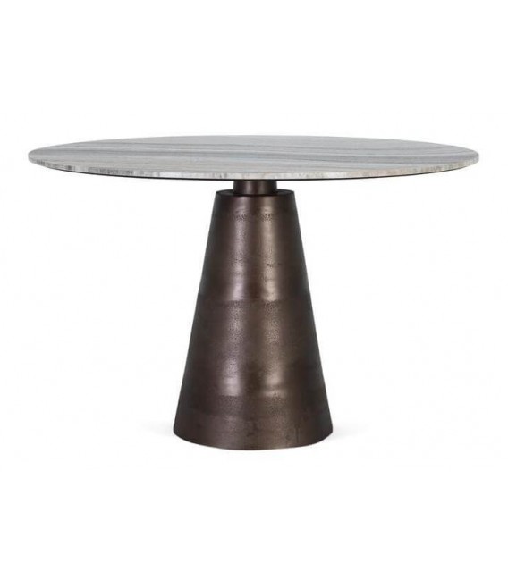 MESA DE COMEDOR REDONDA MARMOL Y ALUMINIO ACABADO BRONCE