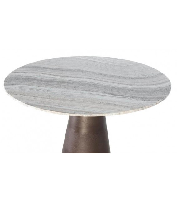 MESA DE COMEDOR REDONDA MARMOL Y ALUMINIO ACABADO BRONCE