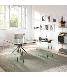 MESA ESCRITORIO GRANDE CRISTAL TRANSPARENTE MDMHOGAR