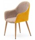 SILLON COMEDOR COMODO AMARILLO Y BEIGE PATAS MADERA