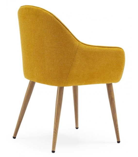 SILLON COMEDOR COMODO AMARILLO Y BEIGE PATAS MADERA