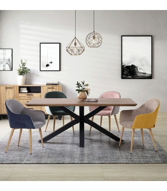 SILLON COMEDOR COMODO AMARILLO Y BEIGE PATAS MADERA