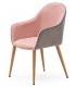 SILLON COMEDOR COMODO ESTILO NORDICO GRIS Y ROSA PATAS MADERA
