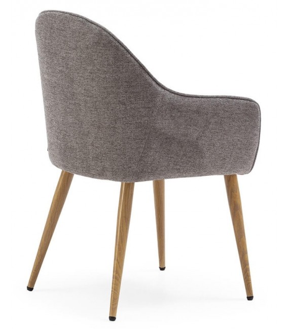 SILLON COMEDOR COMODO ESTILO NORDICO GRIS Y ROSA PATAS MADERA