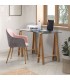 SILLON COMEDOR COMODO ESTILO NORDICO GRIS Y ROSA PATAS MADERA
