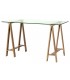 MESA ESCRITORIO ESTILO NORDICO CRISTAL Y MADERA NATURAL