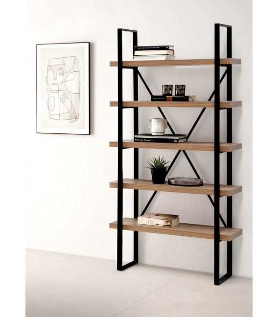 ESTANTERIA ESTILO INDUSTRIAL METAL NEGRO Y ROBLE NATURAL