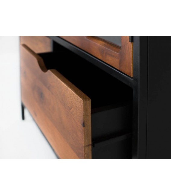 VITRINA ORIGINAL ESTILO INDUSTRIAL MADERA MANGO METAL NEGRO