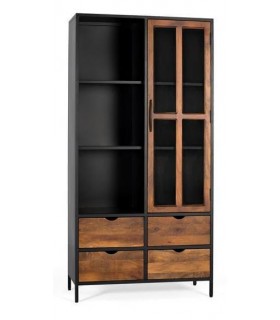 VITRINA ORIGINAL ESTILO INDUSTRIAL MADERA MANGO METAL NEGRO