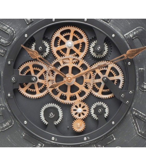 RELOJ DE PARED GRANDE POLICARBONATO Y CRISTAL GRIS Y DORADO