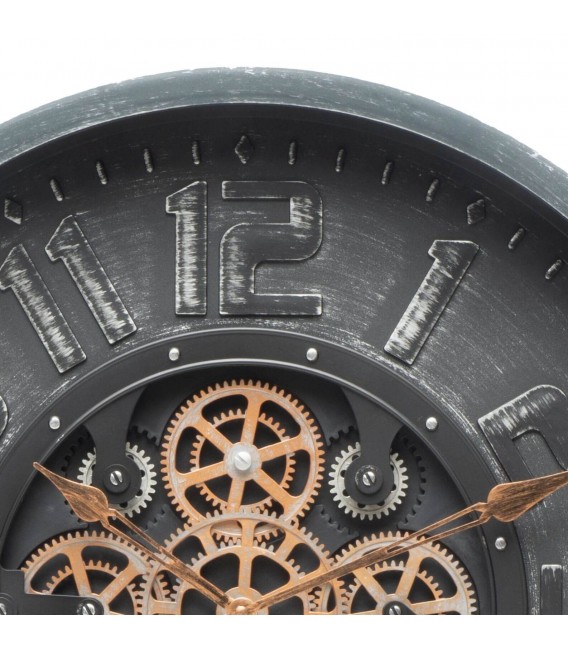 RELOJ DE PARED GRANDE POLICARBONATO Y CRISTAL GRIS Y DORADO