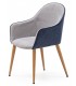 SILLON COMEDOR COMODO ESTILO NORDICO AZUL Y GRIS PATAS MADERA