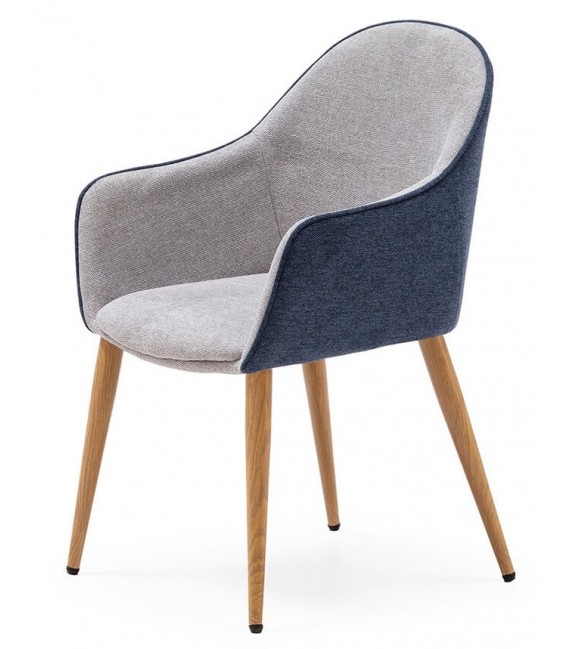 SILLON COMEDOR COMODO ESTILO NORDICO AZUL Y GRIS PATAS MADERA