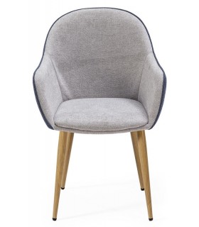 SILLON COMEDOR COMODO ESTILO NORDICO AZUL Y GRIS PATAS MADERA