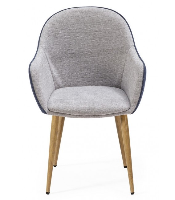 SILLON COMEDOR COMODO ESTILO NORDICO AZUL Y GRIS PATAS MADERA