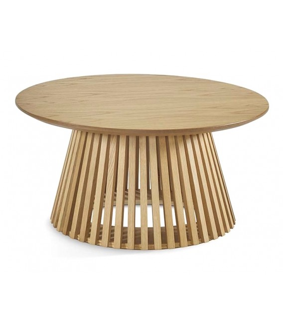 MESA DE CENTRO REDONDA MADERA DE ROBLE NATURAL MDMHOGAR