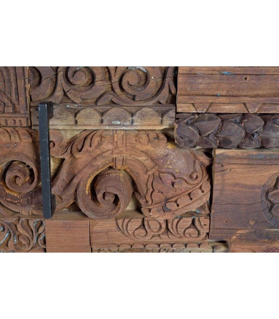 MUEBLE DE TV GRANDE ESTILO ETNICO MADERA MANGO TALLADA NATURAL